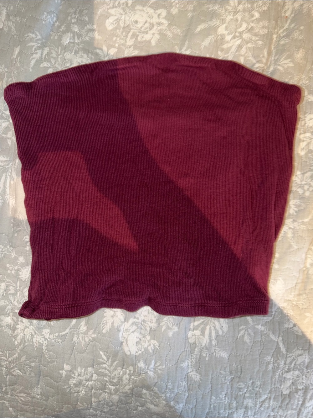 Women's Ribbed Tube Top in Deep Wine